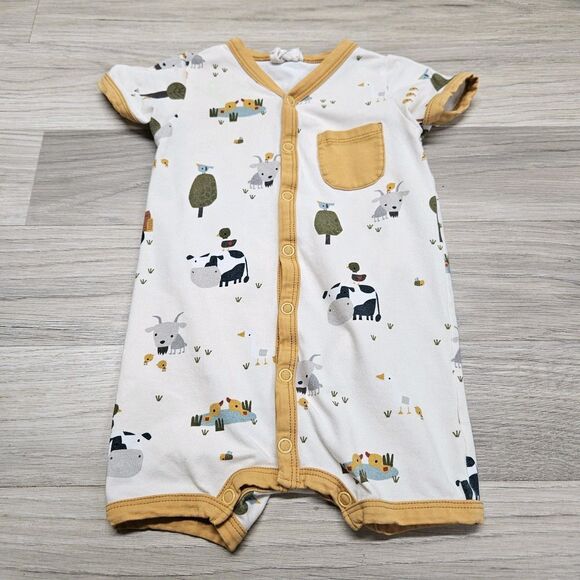 Viverano Organic Comfort Baby Boy Shortie Romper 3-6 Months Farm Tractor Animals - Picture 2 of 5